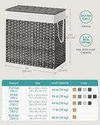 SONGMICS Laundry Hamper with Lid, 130L Double Wicker Basket, 6 Mesh Bags - Image 6