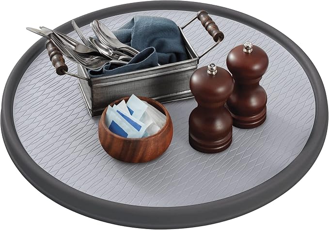 Copco Non-Skid Pantry Cabinet Lazy Susan Turntable, 18-Inch, Charcoal/Light Gray - Image 2