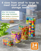 Airtight Food Storage Containers with Lids, 24 PCS Kitchen and Pantry Organization Canisters, BPA-Free, PVC-Free, Food-grade Plastic Leak-proof Jars for Cereal, Flour, Sugar, Extra 24 Labels & Marker - Image 2