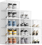 Pinkpum 12 Pack X-Large Shoe Storage Boxes, Shoe Organizer Clear Stackable | Fit US Size 11, 6.2” Height, Shoe Dispaly Case Holder Bins Sneaker Storage for Sneakerheads, For Home and Family, White by Pinkpum