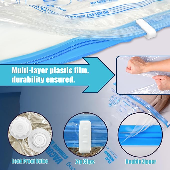 Vacuum Storage Bags Jumbo and XXL, Extra Large Vacuum Seal Bags for Bedding Blankets Comforters Clothing (3J+3XXL) - Image 6