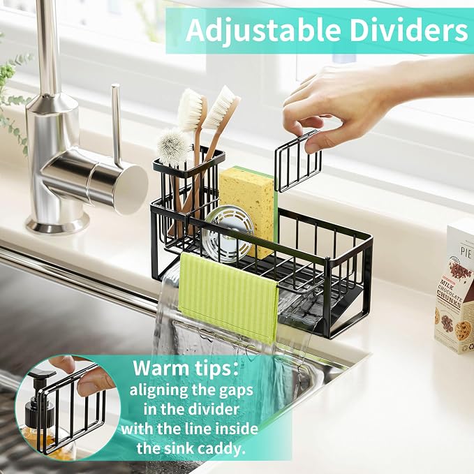 HapiRm Sponge Holder for Kitchen Sink - Self-draining Rustproof Organizer - Image 4