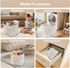 Storage Basket Boho Fabric Large Collapsible Floral Laundry Nursery Hamper Portable Folding Storage for Clothes Toys (Vine-Blue A) - Image 5