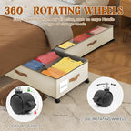Under Bed Storage with Wheels, Rolling Storage Containers with Clear Lid and Handles for Clothes, Shoes, Blankets, Pillows, Toys, Books, Bags (60L, 30.9 x 16.9 x 6.7in, Beige, 2 Pack) - Image 3