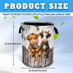 Cute Highland Cow Laundry Basket Foldable Oxford Cloth Hamper 18.9x16.5 In - Image 3