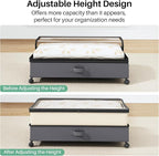 Kitstorack 4 Pack Height-adjustable Under Bed Storage with Wheels, Under Bed Storage Containers,Under Bed Shoe Storage Organizer with Clear Window&Label, Suitable for Clothes Storage, Beige & Gray - Image 7