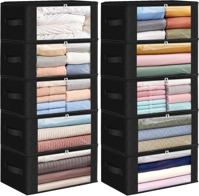 Fab totes 35L Closet Organizers, Foldable Under Bed Storage Containers | Storage Bags with Zippers,Window and Handles for Organizing Bedroom, Closet, Clothing,Organization with Handle by Fabtotes