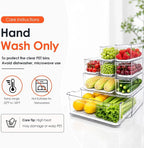 SMRCAD Clear Fridge Bins with Drain Trays - BPA-Free PET, Stackable(8 Pack) - Image 2