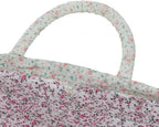 Quilted Fabric Storage Basket with Handles & Pocket, Foldable Laundry Hamper Boho Floral Print Organizer Bin for Home, Picnic, Office 12"x10"x10" (A-1) - Image 6