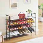 Hoctieon 4 Tier Mesh Style Shoe Rack, Entryway Shoe Shelf, Shoe Storage Organizer, Shoe Rack for Closet, Space Save for Bathroom, Garage, Hallway, Bedroom, Living Room, Black - Image 2