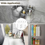 8 PCS Clear Cabinet Door Organizer Bins with Adhesive Hooks, Wall Mount Hanging Storage Baskets with Drain Holes, Plastic Under Sink Drawer Organizers for Bathroom, Kitchen, Pantry, Fridge - Image 5