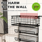 Wall-Mounted Hair Dryer Holder Styling Tool Organizer 4-Shelf Storage Wire Basket with Hook Heat Safe Rack for Hair-Straighteners,Curling Wands,Flat Iron,Perfume,Cabinet Door Bathroom Kitchen - Image 3