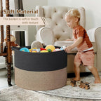 INDRESSME 115L Extra Large Woven Rope Blanket Basket Living Room, Mix Black - Image 6