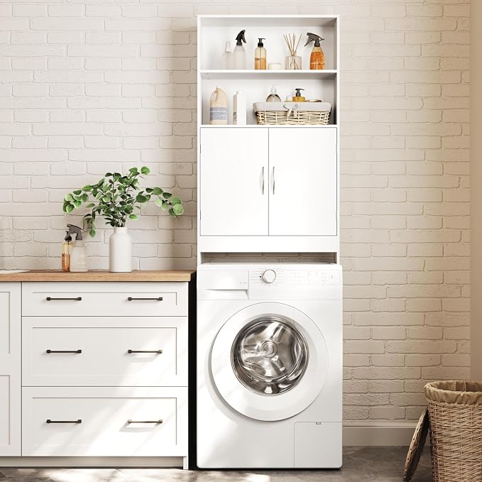 Yaheetech 77'' H Over the Toilet Storage Cabinet, Bathroom Organizer, White - Image 9