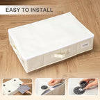 Vincona Under Bed Storage with Wheels, 2 Pack Under Bed Storage Containers with Label Holders for Clothes, Shoes and Blankets, Rolling Underbed Shoe Organizer with Cover, Beige (30.71x15.7x7.28 in) - Image 8