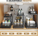 2-Pack Under Sink Storage Organizer with 2-Tier Slide Out Drawer, Sophisticated Mesh Pull Out Shelf for Kitchen & Bathroom, Fits Small Items, Upgraded Arched Track for Smooth Gliding(Patented) - Image 9