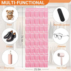 40-Pocket Over the Door Shoe Organizer - Large Mesh Pocket Hanging Shoe Organizer,Behind the Door Shoes Storage Holder Hanger (Pink-W) - Image 3