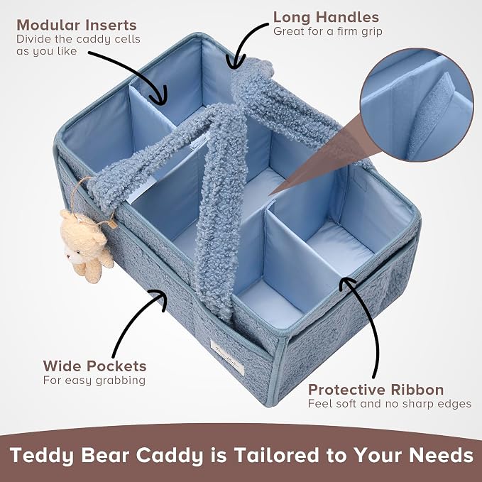 PeraBella Baby Diaper Caddy Organizer with Handle, Boy & Girl Shower Gift Basket, Portable Diaper Storage Basket Bin for Wipes, Newborn Baby Essentials Registry Search Must Haves, Car Caddy Organizer - Image 7