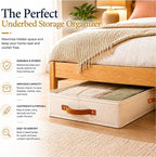 HOMELUX THEORY Under Bed Storage, Large 2pc with Lid, Ivory | Drawer-style pull-out design, Fits blankets, clothes, fabric & shoes, Bins with lids, Bedroom & closet storage - Image 5