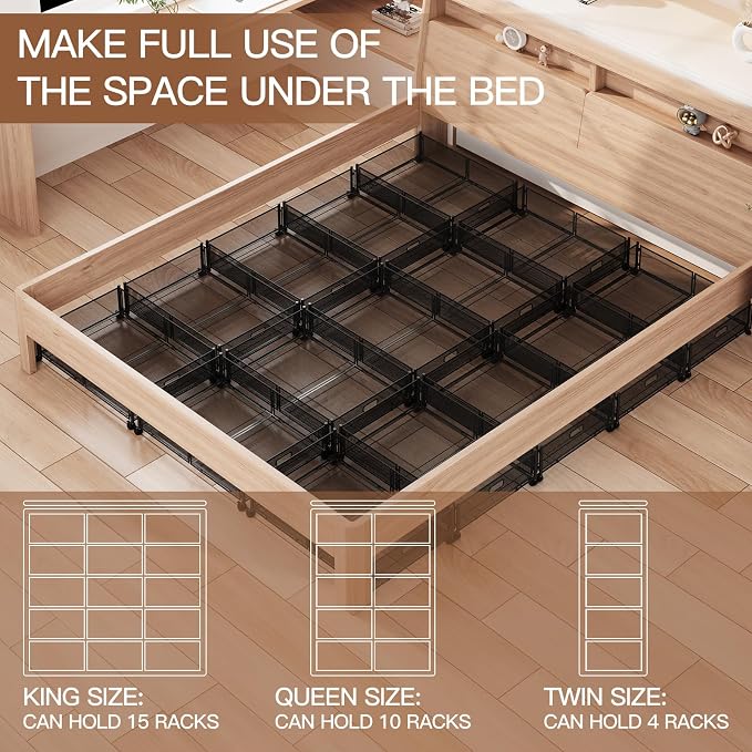 Gawerk Under Bed Storage with Wheels, Foldable Metal Mesh Underbed Storage Container Bins, Tool-free Assembly Clothes Drawer Organizer, 2Pack - Image 4