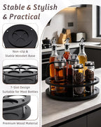 Rotating Wood Tumbler Organizer, 30 oz 40 oz Spinning Turnable Tumblers Holder, 360° Rotatable 7 Large Cups Bottle Tumbler Storage Display Stand, Rotate Syrup Organizer for Cabinet Countertop（Black） - Image 4