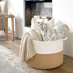 INDRESSME XXXLarge Woven Rope Blanket Basket Living Room, 90L - Image 3