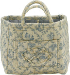 Quilted Fabric Storage Basket with Handles & Pocket, Foldable Laundry Hamper Boho Floral Print Organizer Bin for Home, Picnic, Office 12"x10"x10" (B-3) - Image 2