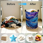 Marble Laundry Basket Foldable Laundry Hamper With Handles Clothes Storage Bucket Organizer Laundry Bag For Bedroom Bathroom Laundry Storage 19.6 x 15.7 - Image 4