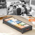 Yecaye 85 L Under Bed Storage with Wheels, 2 Pack Extra Large Under Bed Storage Containers with Metal Frame & Clear Lid, Rolling Underbed Organizer Bins Drawers for Clothes, Shoes, Blankets, Hemp Grey - Image 8