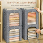 GoMaihe Blanket Storage Bins with Metal Frame for Closet, 55L 6-Pack Grey - Image 5
