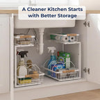 Under Kitchen Sink Organizer with LED Lights, 2 Pack, 2-Tier - Image 3