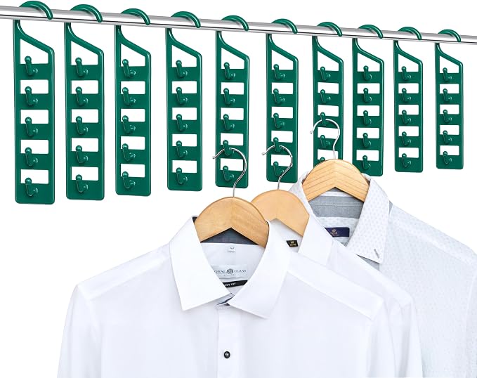 CraftyCrocodile Space Saving Hangers for Clothes - 10 in Pack, Heavy Duty Plastic, Multi Closet Space Savers for Shirts, Pants, Jeans, Sweaters - Hanger Organizer Space Saver by CraftyCrocodile