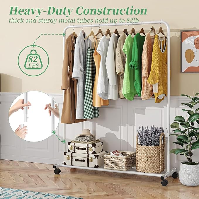 Simple Trending Clothes Clothing Garment Rack, Clothes Organizer, White - Image 5