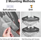 DUFU Adhesive Corner Shower Caddy with Hooks, Grey, 2 Pack - Image 4