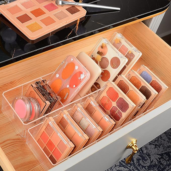 JessLab Acrylic Organizers, Bathroom Organizer for Drawer, Cosmetic Display Cases for Vanity, Countertop, Desk, Kitchen, and Makeup Storage, 6-Section - Image 5