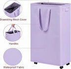 efluky Slim Laundry Hamper with Wheels, Rolling Laundry Basket for Clothes, Small Laundry Basket for Bedroom, Dorm and Laundry Room, 75L (19.8 Gallons) Purple - Image 3