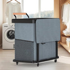 Rolling Laundry Hamper with Wheels, Laundry Hamper 3 Section with Lid Gray - Image 7
