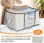 Fab totes 4 Pack Storage Bags for Clothes Blanket Storage Bins with Lids | Foldable Closet Organizers with Zippers,Window and Handles,Fabric Storage Bins for Sweater,Comforter,Bedding,Dorm essentials - Image 2