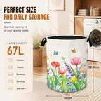 Decorative Foldable Laundry Basket with Handles,Watercolor Tulips Oxford Clothes Hamper featuring Spring Flowers, 16 x 20.8 Inch Storage Basket for Bedroom Bathroom Laundry Room,20.8x16 Inch - Image 2