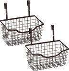 Nicunom 2 Pack Cabinet & Wall Mount Basket, Large Metal Wire Basket Wall Mount Hanging Basket Over Cabinet Door Organizer Bin Grid Storage Baskets for Home Kitchen Bathroom Pantry, Bronze by Nicunom