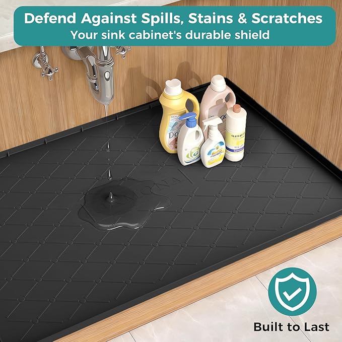 URMONA Under Sink Mat 25 x 22 in, Waterproof Silicone Cabinet Protector - Image 4
