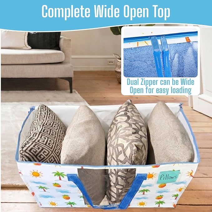 VENO Moving Bags, Wide Open Top, Clear Window, Tropical Island, 4 Pack - Image 3