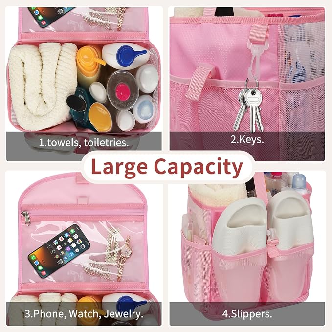 Hanging Mesh Shower Caddy Portable for College Dorm Room Essentials Pink - Image 6