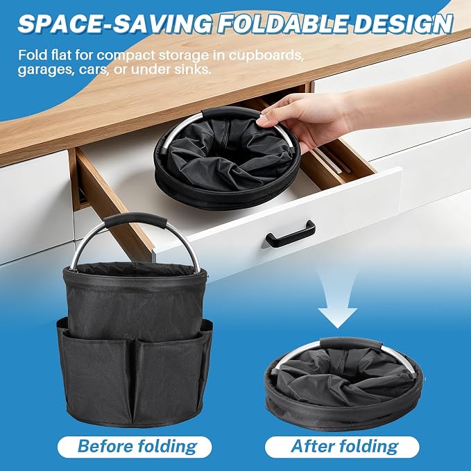 MAOPINER 17L Cleaning Caddy, 6 Pockets Foldabl Storage Tote with Handle - Image 4