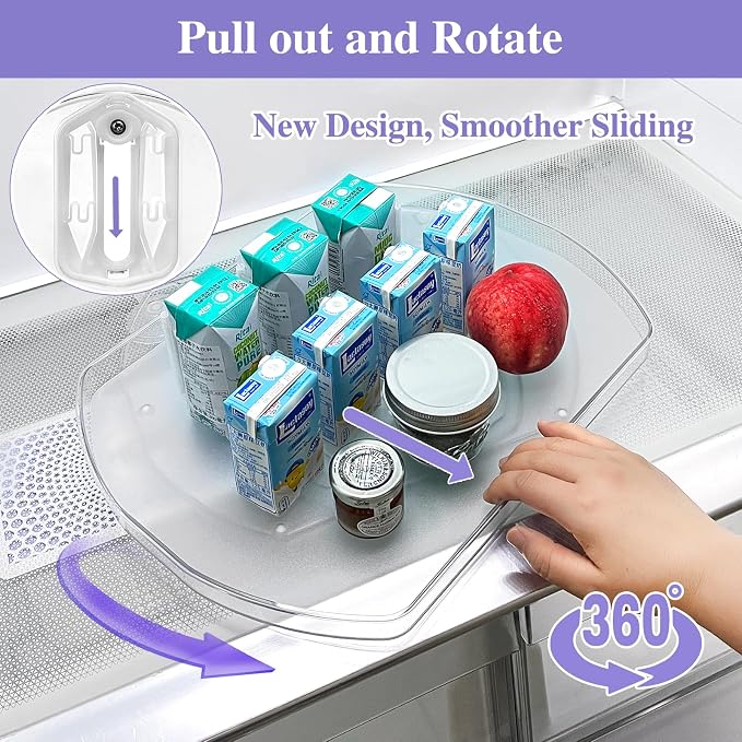 Incostar 360° Rotating Lazy Susan Turntable - Multifunctional Rectangular Organizer for Refrigerator, Cabinet, Pantry, and Kitchen Countertop (15.2" x 11.4", 2 Pack) - Image 3