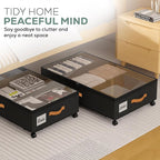 Under Bed Storage with Wheels, 2 Pack (36L Each)| Low Profile Storage Organizer with Clear Window, Double Zipper & 360° Locking Wheels – Rolling Metal Drawer for Clothes, Shoes, & More (Black) - Image 5