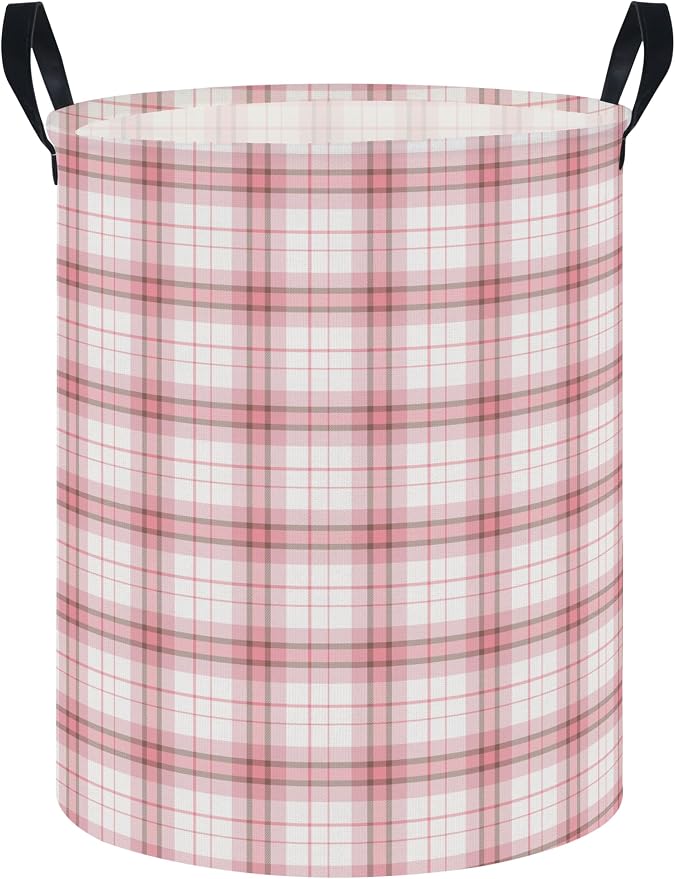 NTAOHAMPER Laundry Hamper, Waterproof Storage Bin, Baby Nursery Hamper, Clothes Organizer Basket, Room Decor (Pink Plaid) by NTAOHAMPER