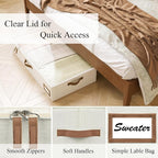 Under Bed Storage, Under Bed Storage Containers Bins for Clothes, Large Linen Underbed Closet Organization Bins, 2 Pack Collapsible Underbed Bin Dorm for Clothes, Sweater, Beige - Image 3