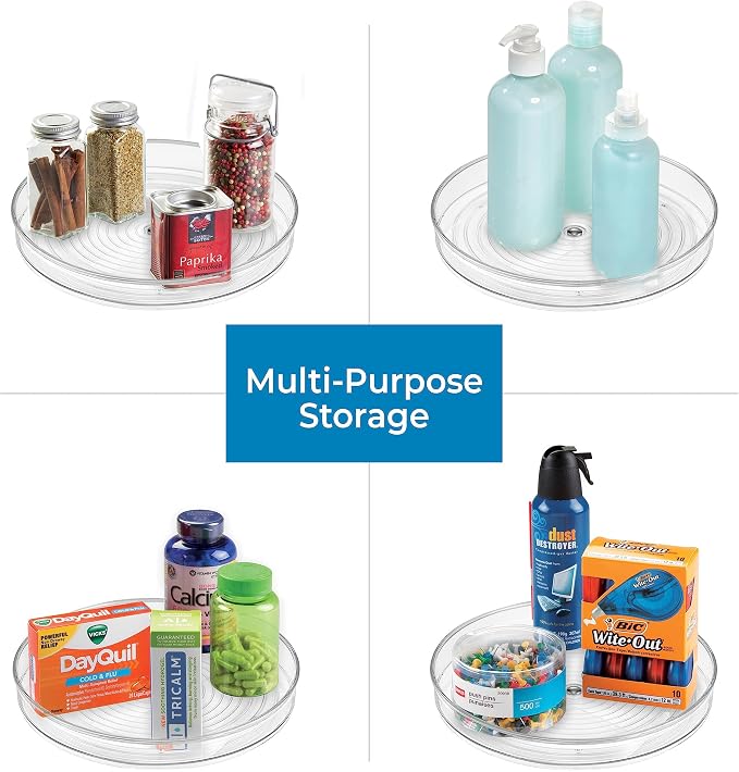 iDesign 9-Inch Lazy Susan Organizer - Small Lazy Susan Turntable for Cabinet or Pantry, 2-Pack, Clear - Image 6