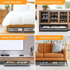 Under Bed Storage with Wheels 2Pack Storage Containers with Clear Window | Under Bed Drawers Rolling Under Bed Storage for Clothes,Shoes, Blankets (30.71 x 16.93 x 6.69 in, Light Grey) - Image 7